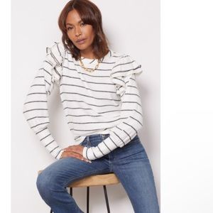 Evereve White and Black Striped Blouse